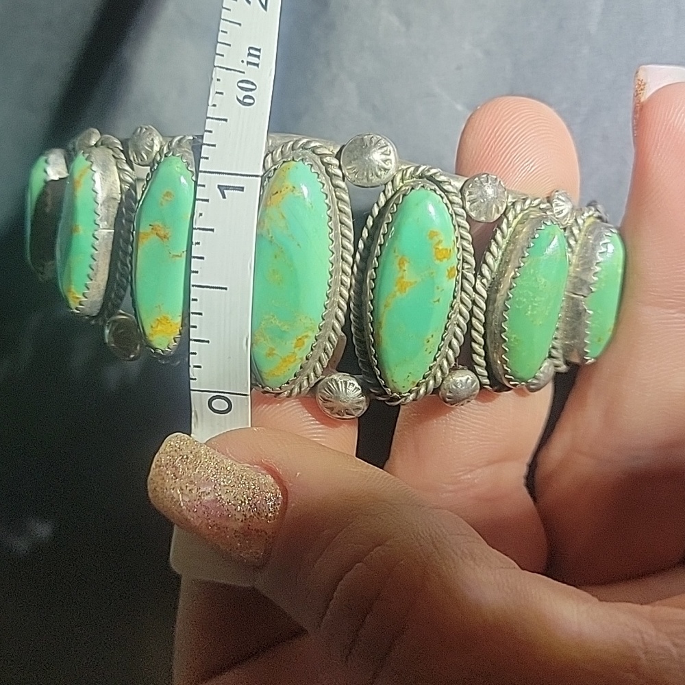 Real Navajo Turquoise 15 Stone Cuff - Picture 10 of 11